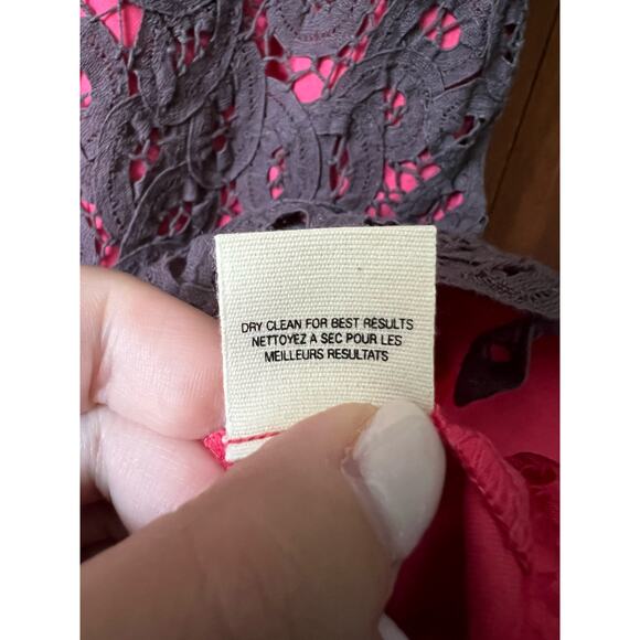 Anthropologie's Floreat Sunrise & Midnight Sheath Dress Gray Lace Pink Size 0 - Picture 6 of 11